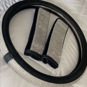 sparkly steering wheel cover and seatbelt covers